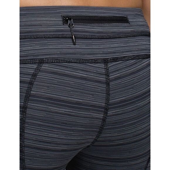 LULULEMON Women’s Cyber Stripe Deep Coal Black Run: Inspire Crop II (Mesh) Leggi - Picture 7 of 12